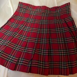 Red plaid mini skirt with shorts underneath!